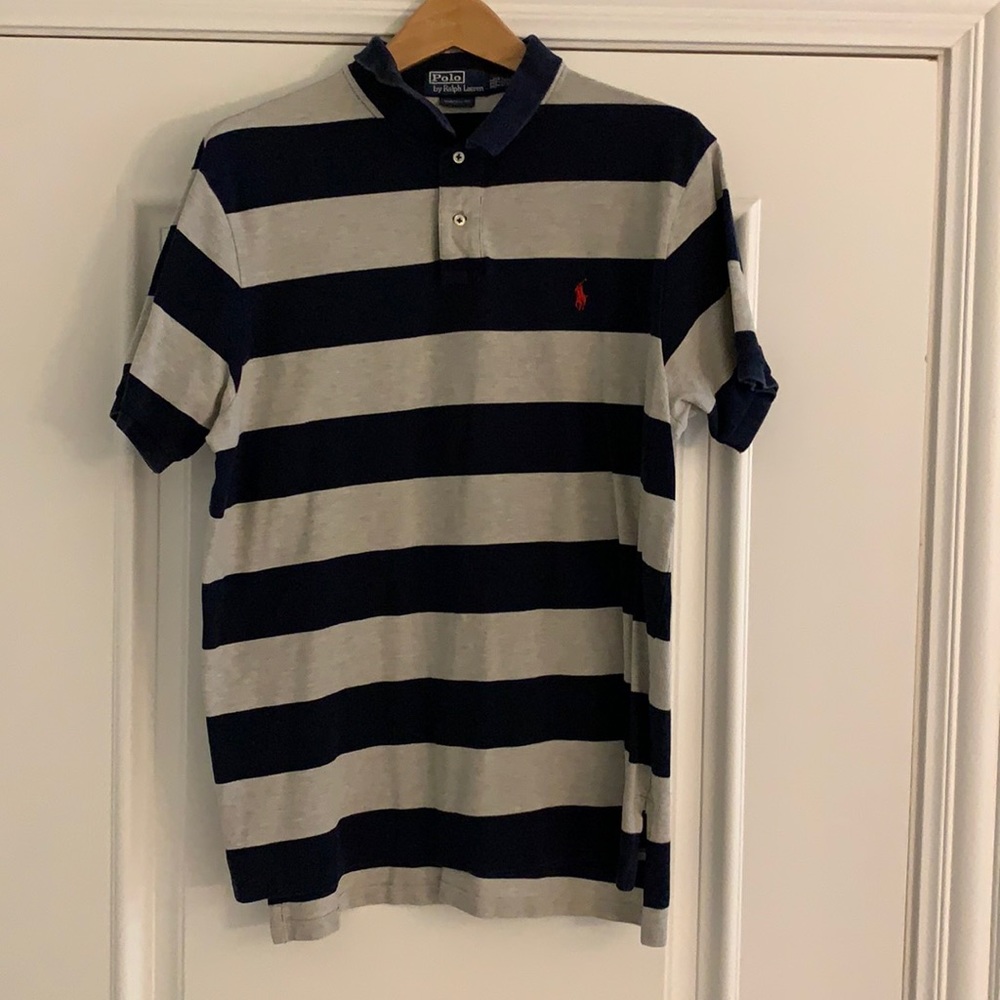 Polo by Ralph Lauren Navy and Gray Striped Shirt